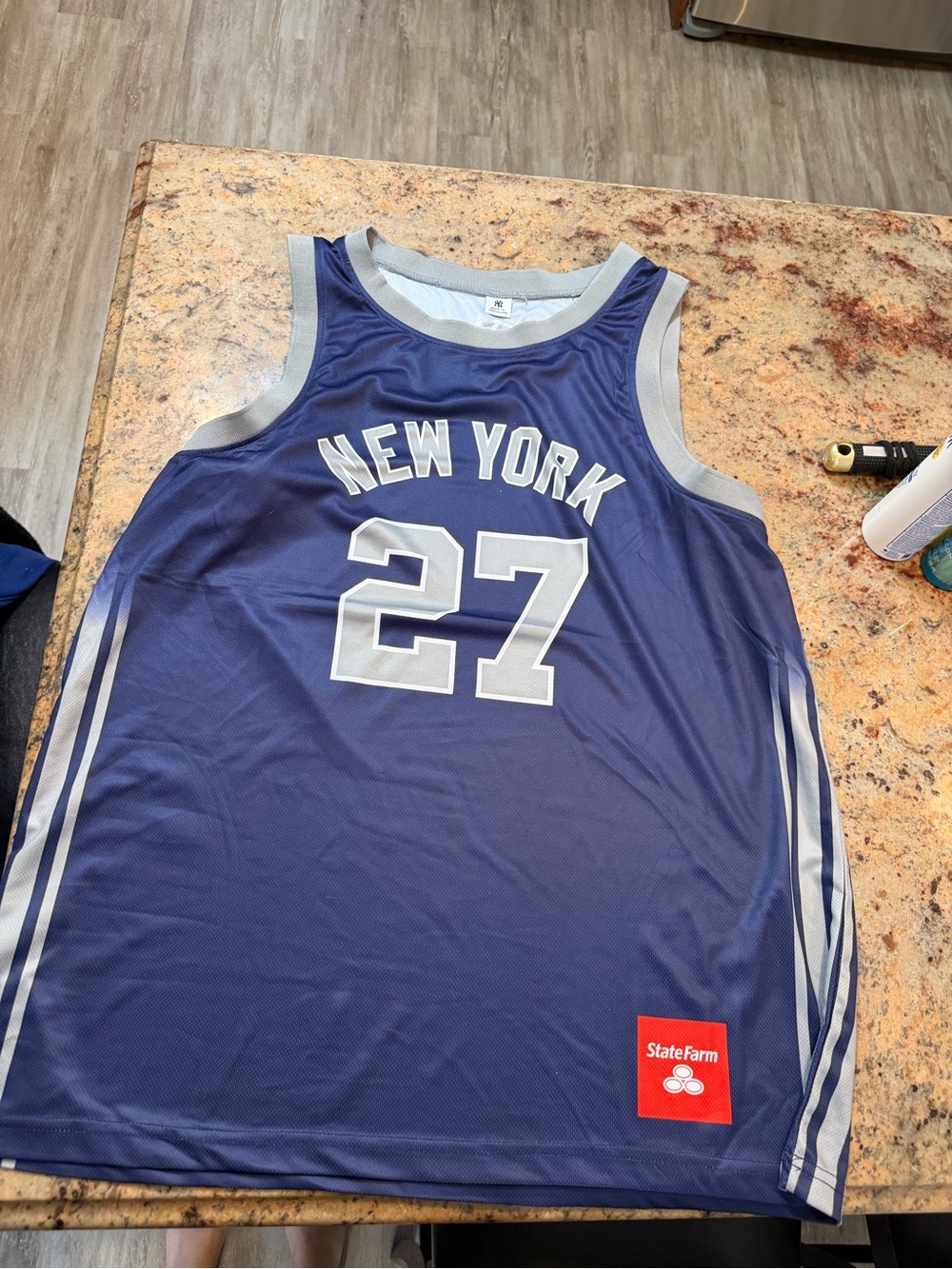 New York Stanton #27 Blue Basketball Jersey with Gray Trim